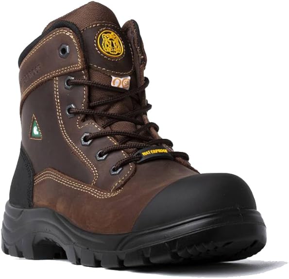 Tiger Men's 6" Composite toe, Waterproof Leather Safety Boots -7666C