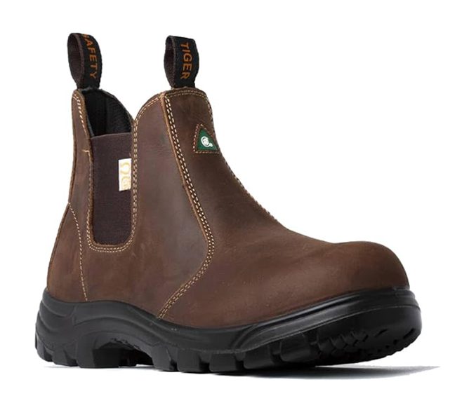 Tiger Men's CSA Safety Metal Free Lightweight Slip on Work Boots -5925C EEE Brown