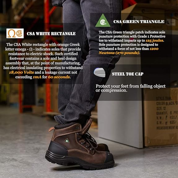 Tiger Men's 6" Composite toe, Waterproof Leather Safety Boots -7666C - Image 4