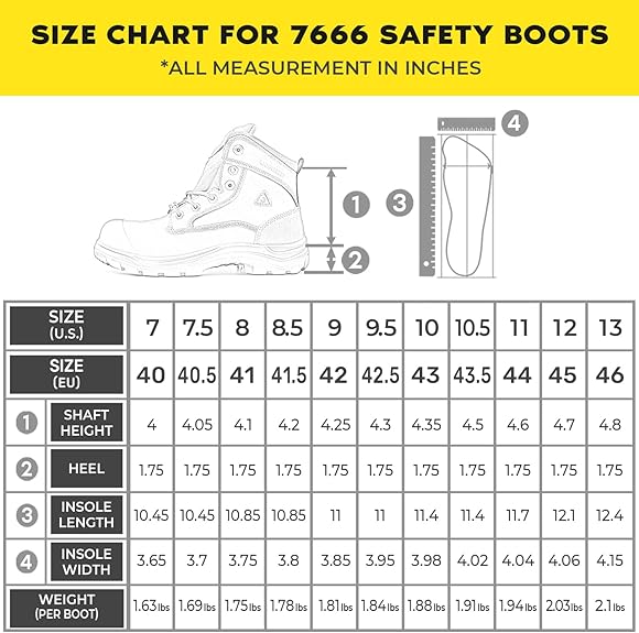 Tiger Men's 6" Composite toe, Waterproof Leather Safety Boots -7666C - Image 5